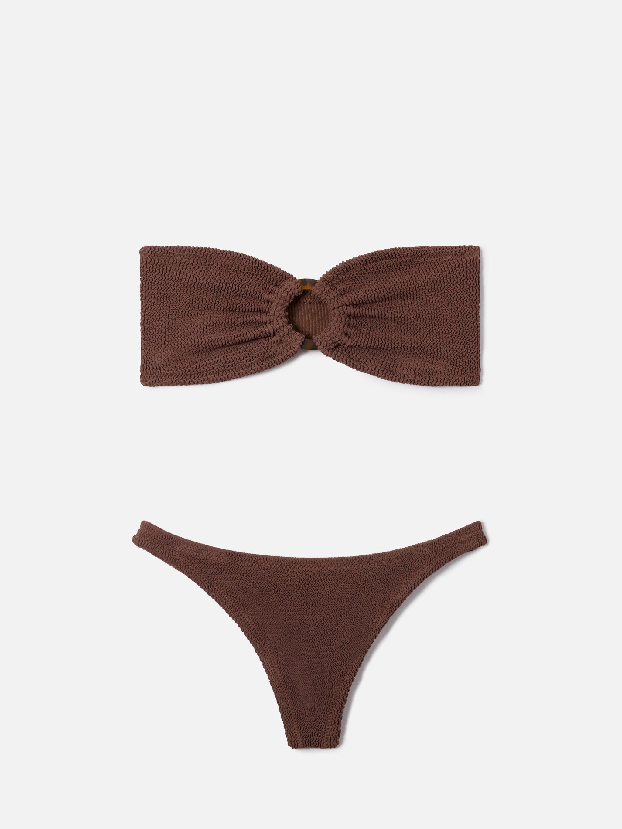 Naomi Brazilian Bikini Bottoms Brown Crinkle Fabric Bottom