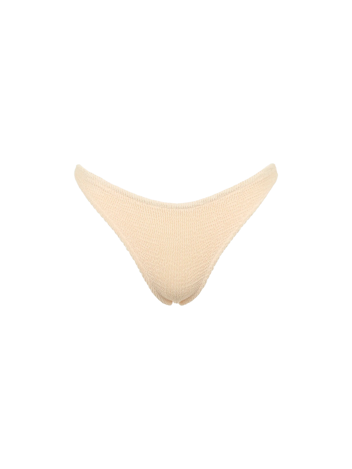 Naomi Beige Crinkle Cheeky Swim Briefs White Bottom