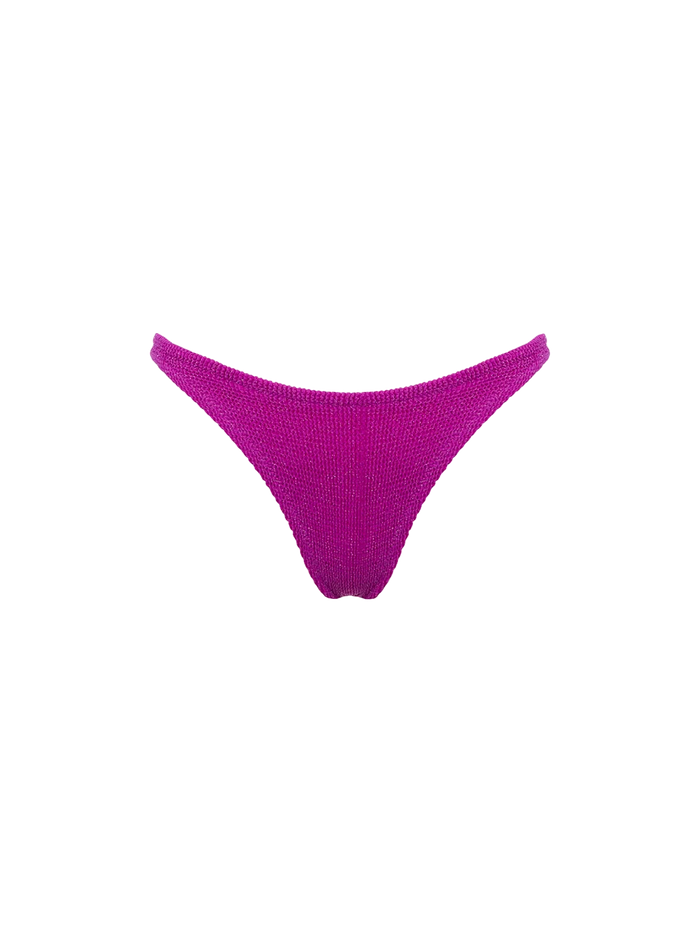 Naomi Fuchsia Crinkle Lurex Cheeky Swim Briefs Pink Bottom