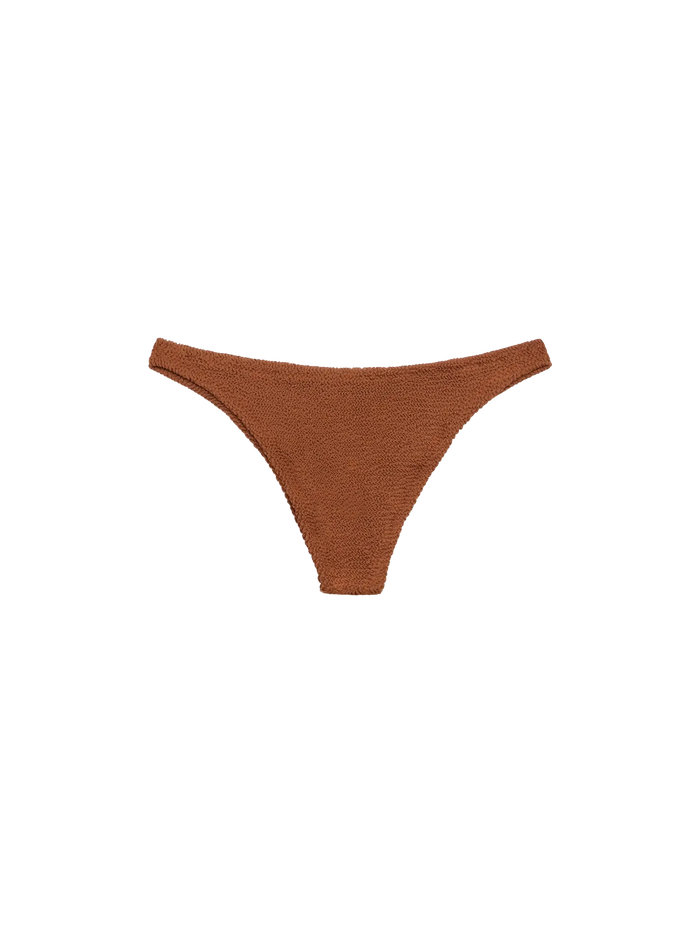Naomi Camel Brown Crinkle Cheeky Swim Briefs Bottom