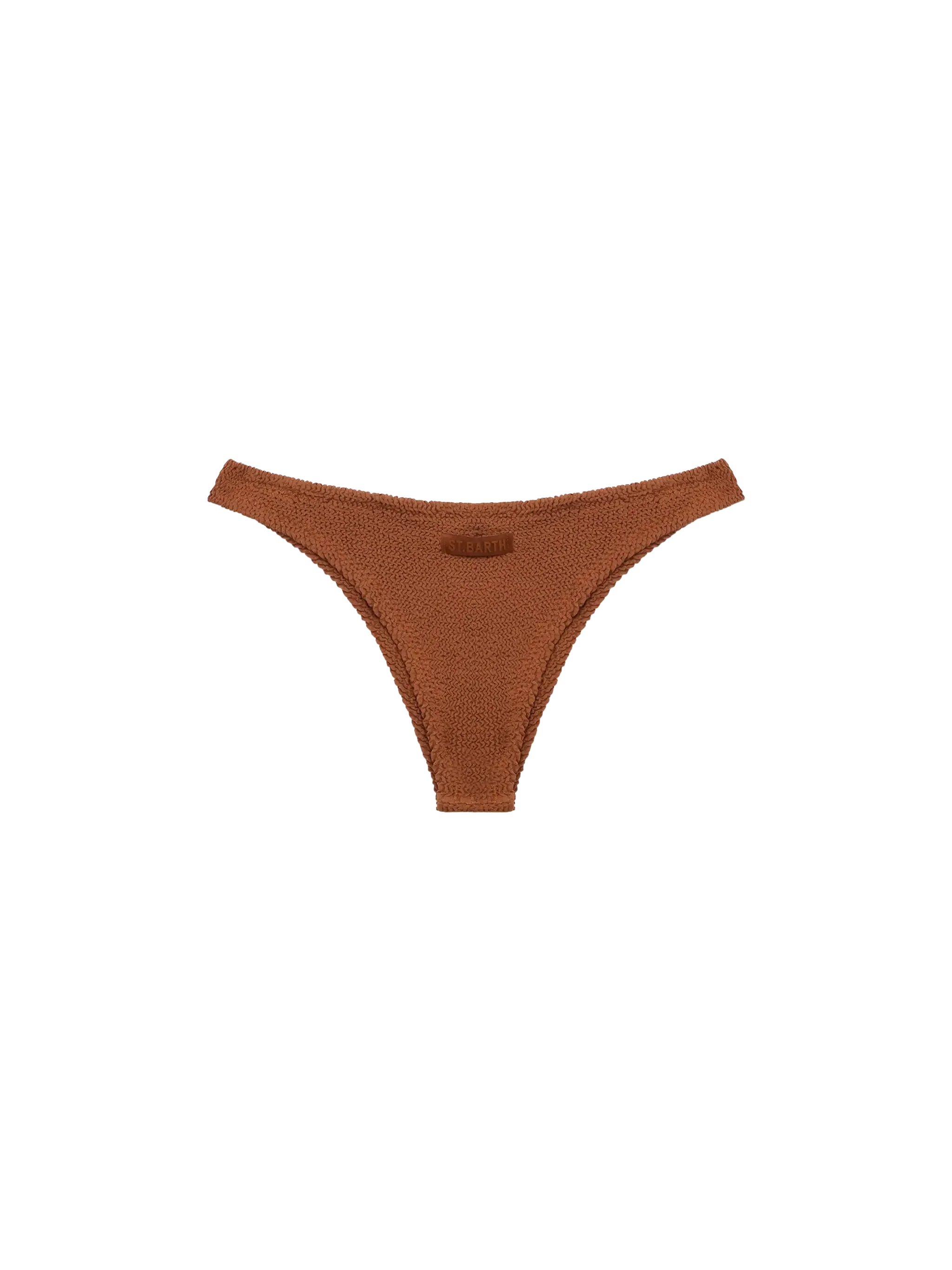 Naomi Camel Brown Crinkle Cheeky Swim Briefs Bottom