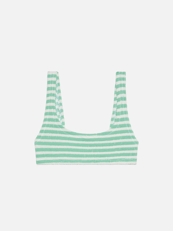 Naima Crinkle Classic Bralette Top With Striped Print Green