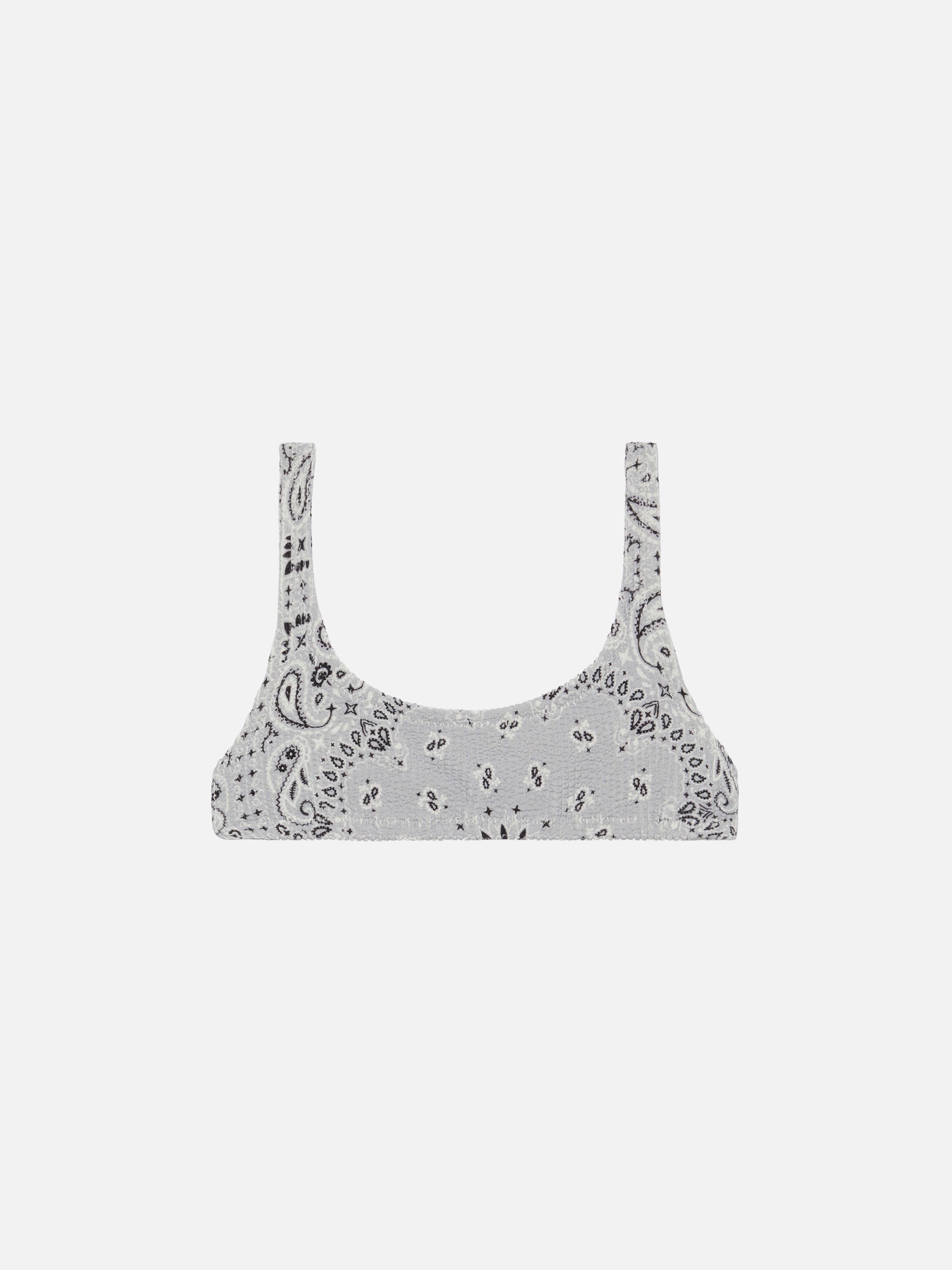 Naima Crinkle Classic Bralette Top With Bandana Print Grey