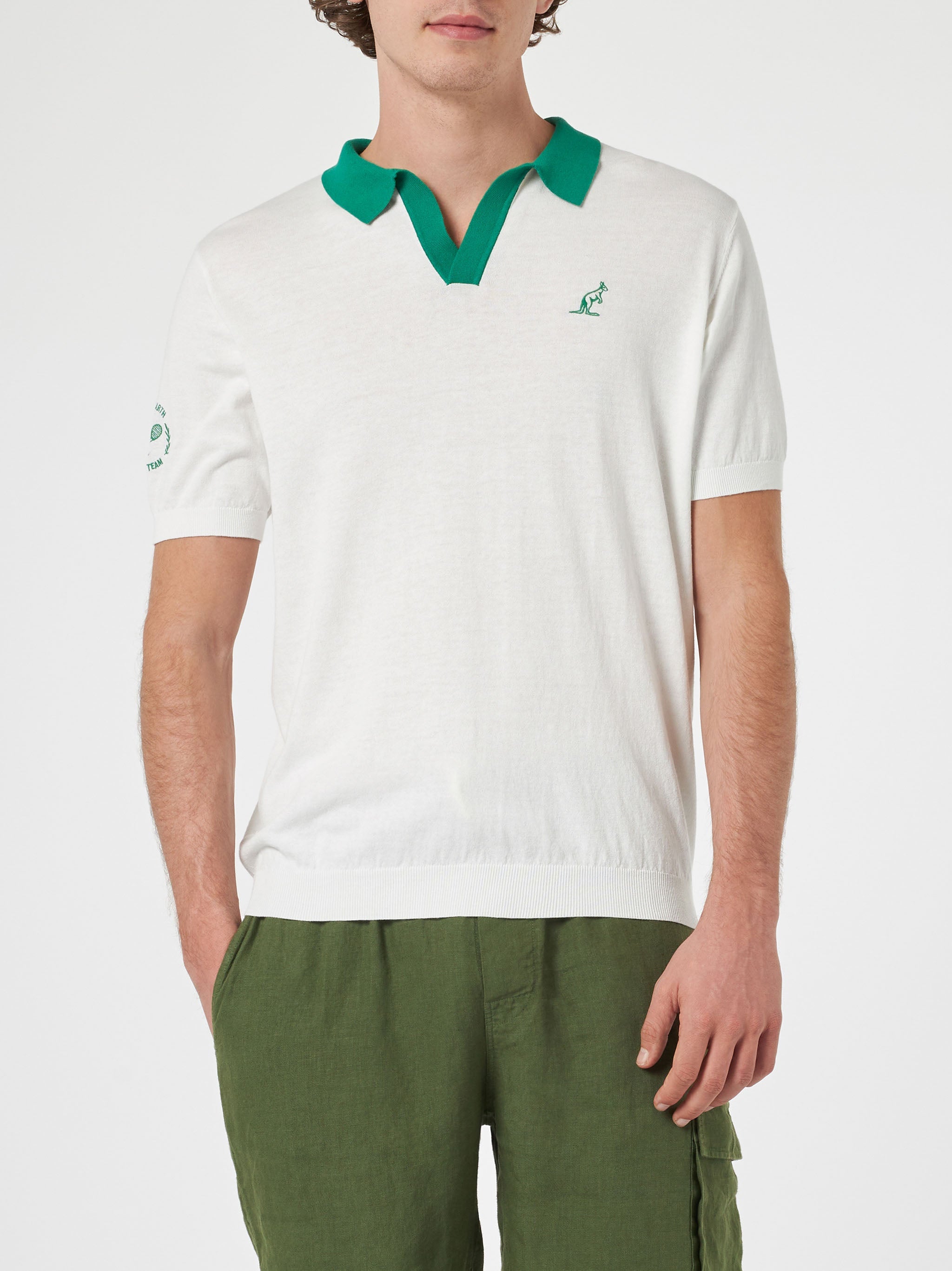 Man Off-Cream Knitted Polo Shirt Newcomb | Australian Brand Special Edition White
