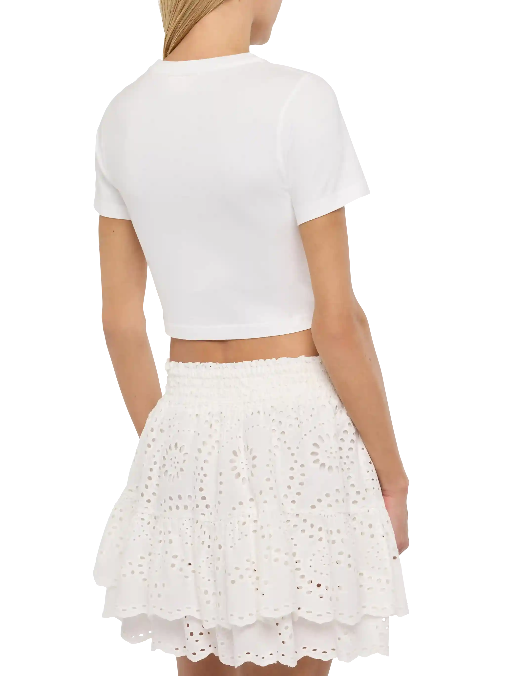 Nives Cotton T-Shirt With Gossip $ Shopping Embroidery White