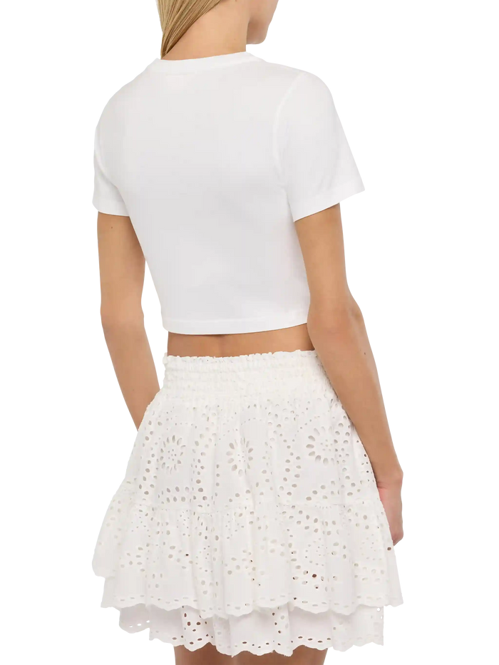 Nives Cotton T-Shirt With Gossip $ Shopping Embroidery White