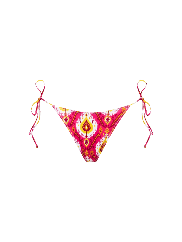 Norah Ikat Print Cheeky Swim Briefs Pink Bottom