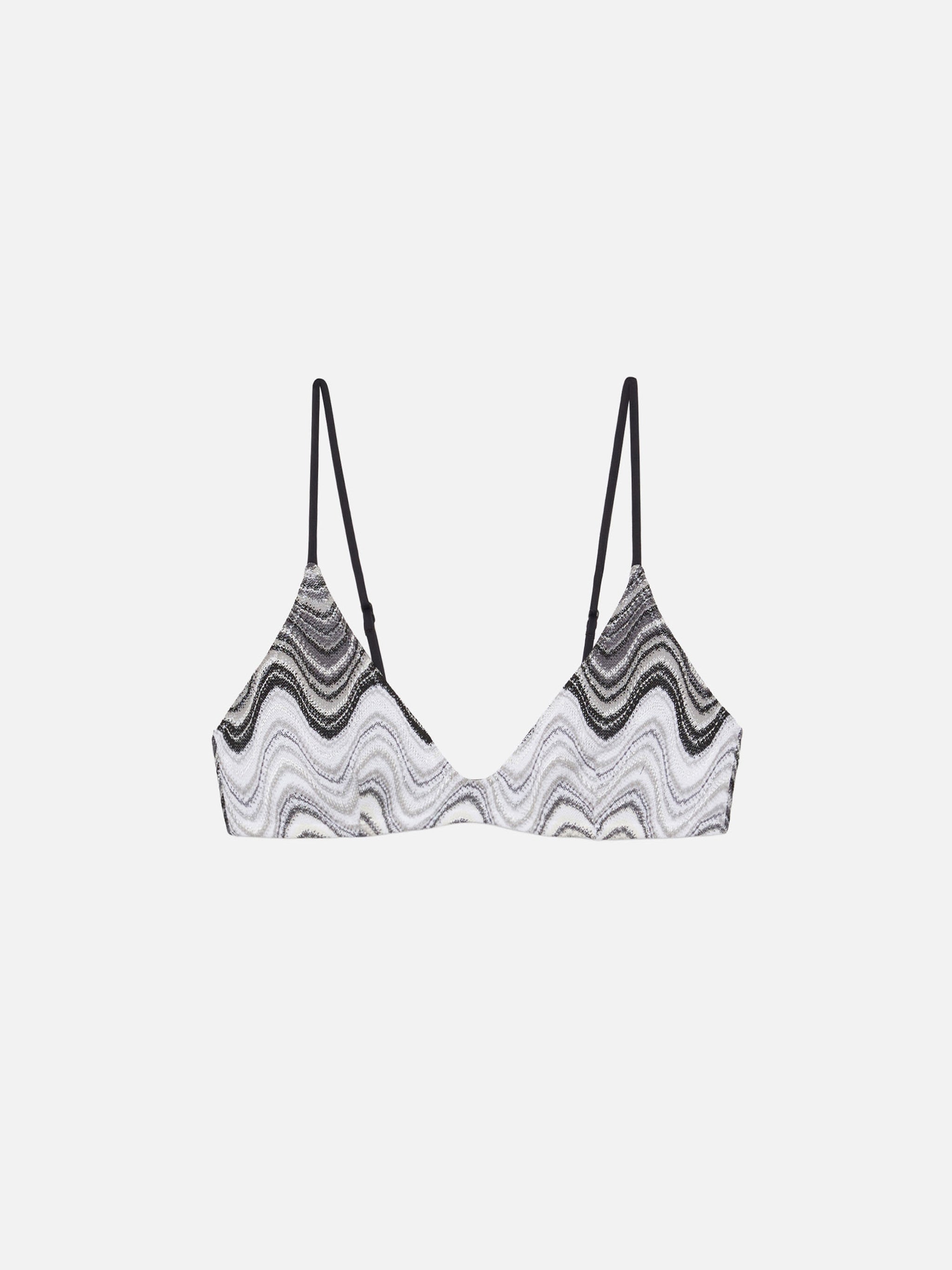 Paloma Raschel Knit Scoop Bralette With Wave Pattern Black Top