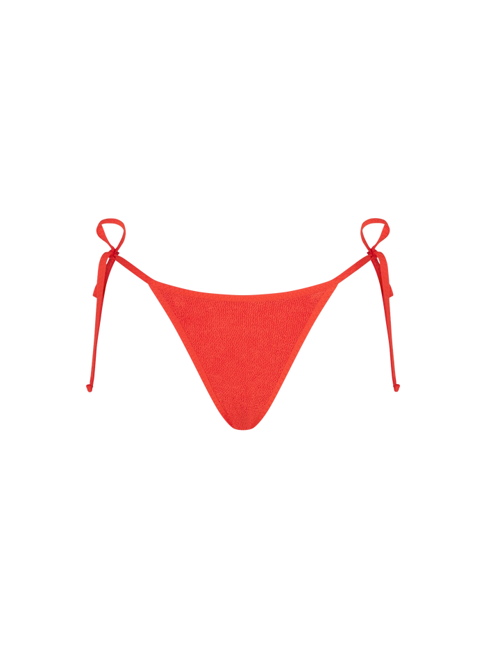 Norah Orange Solid String Swim Briefs Bottom