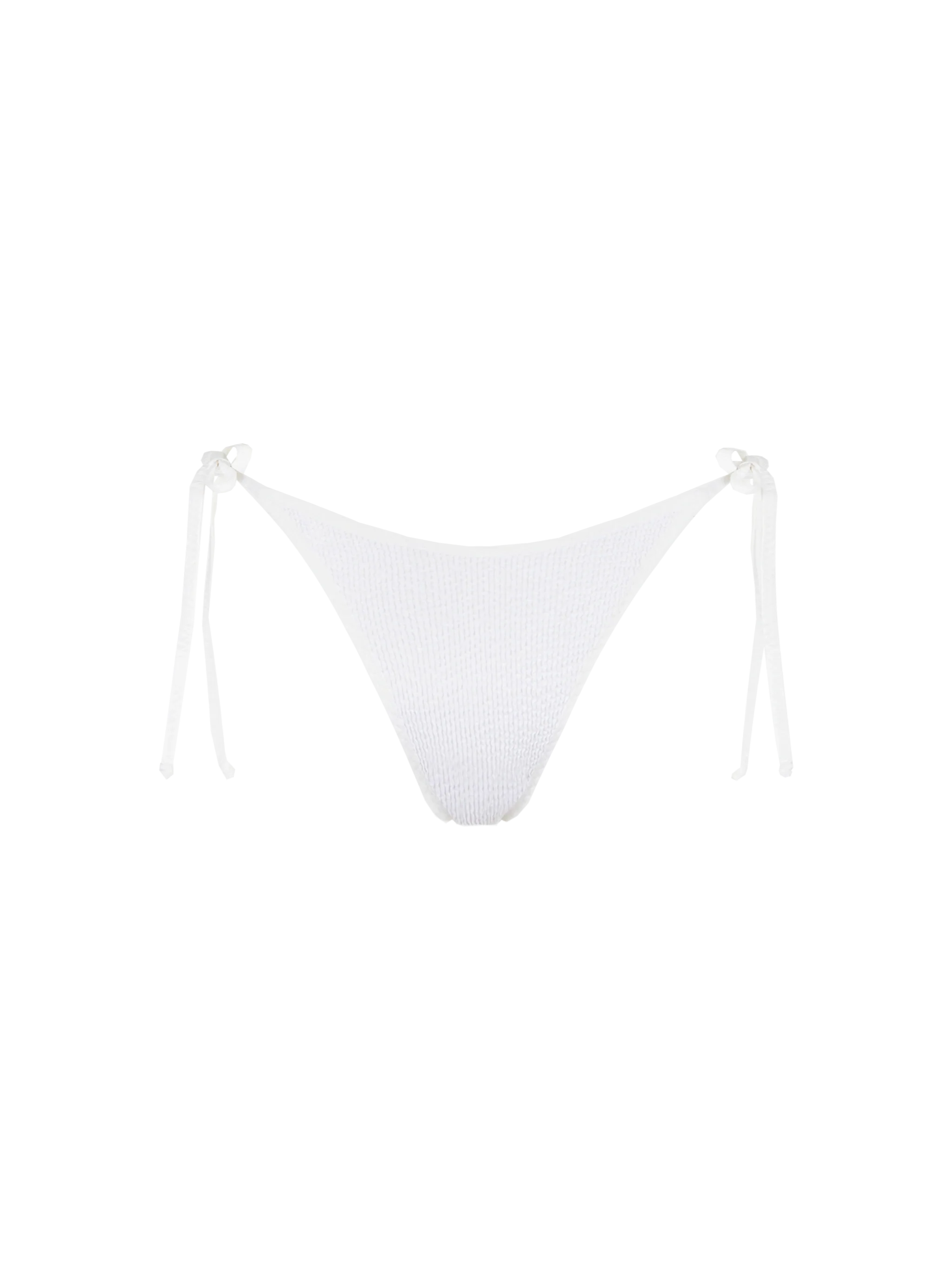 White Crinkle Norah Swim Briefs With Piping Bottom