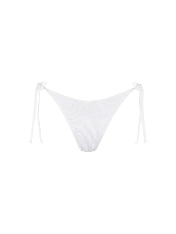 White Crinkle Norah Swim Briefs With Piping Bottom
