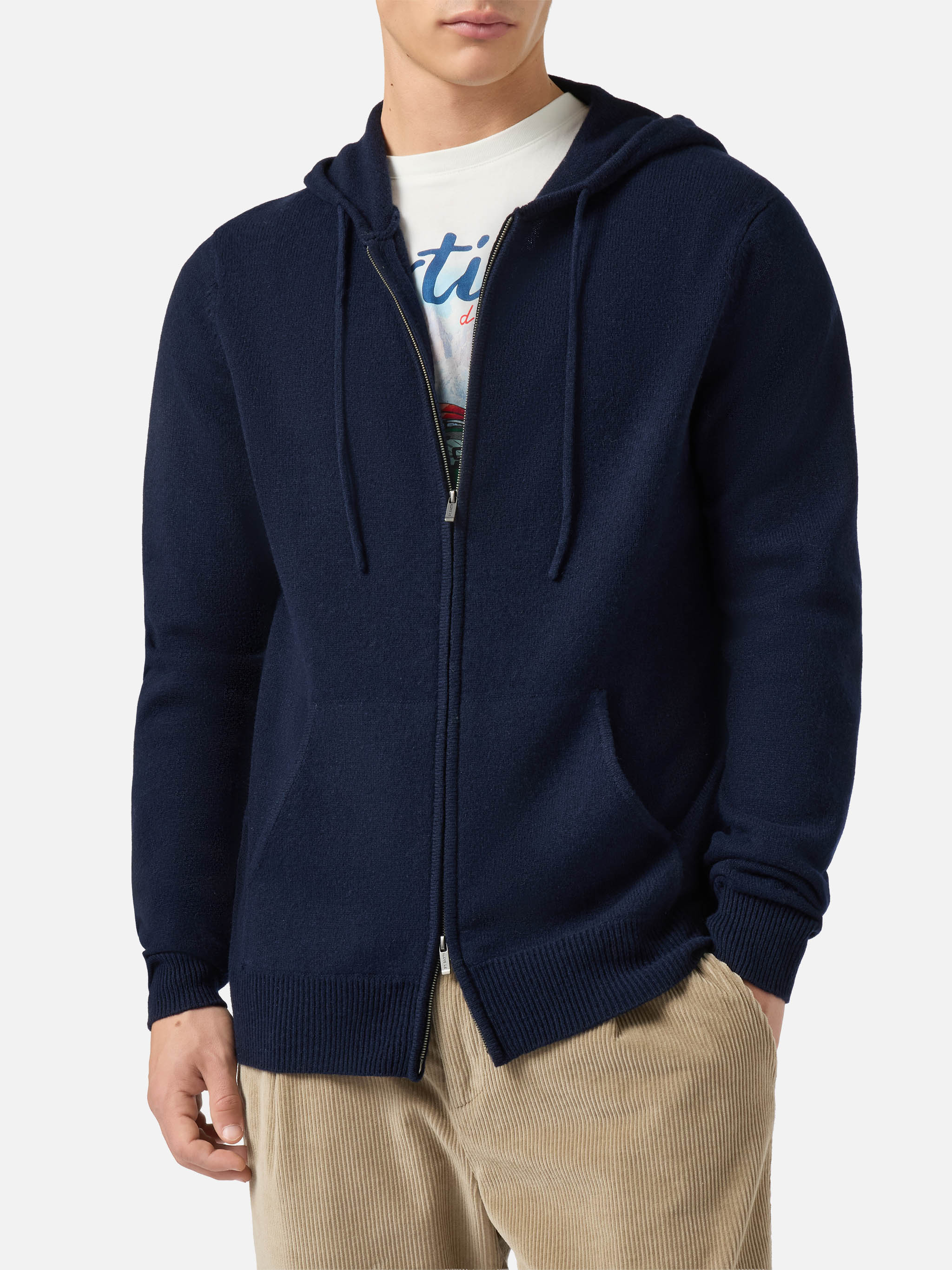 Notting Hoodie Lambswool Blue Navy Knitwear
