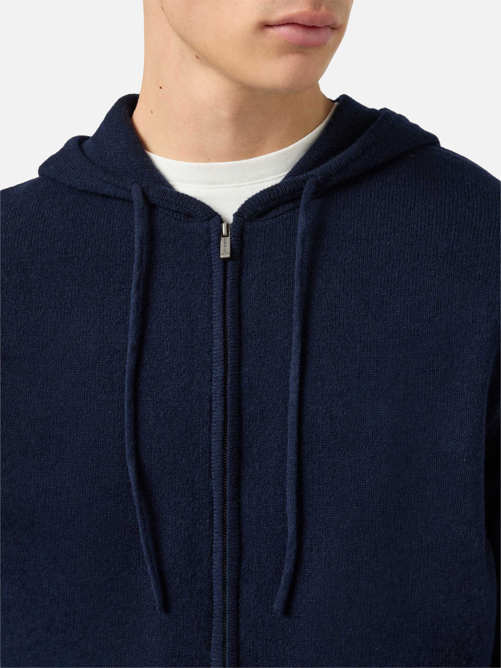 Notting Hoodie Lambswool Blue Navy Knitwear