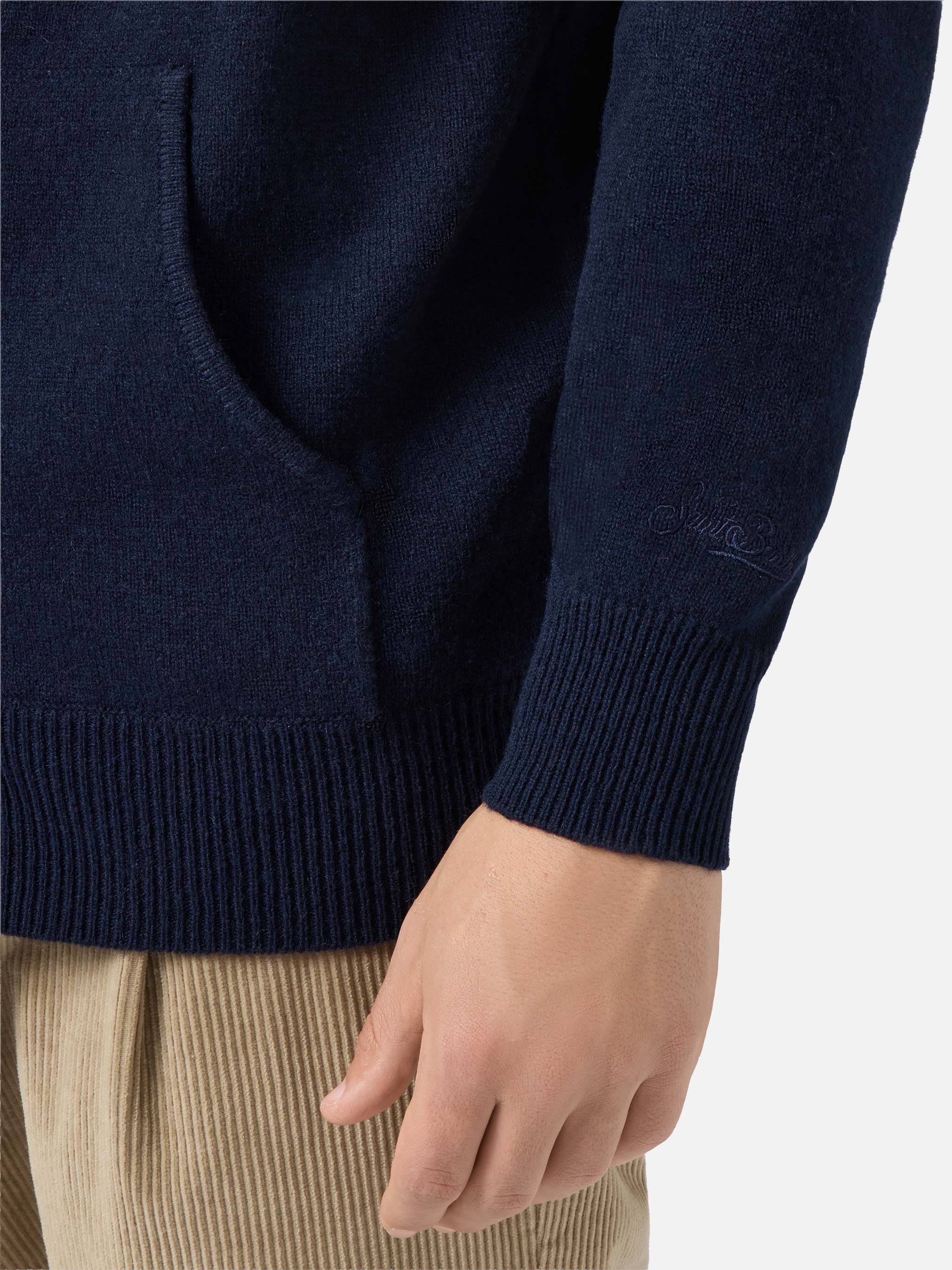 Notting Hoodie Lambswool Blue Navy Knitwear