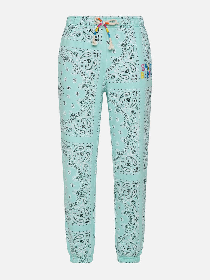 Cotton Bandanna Joggers With Saint Barth Embroidery Green Pant