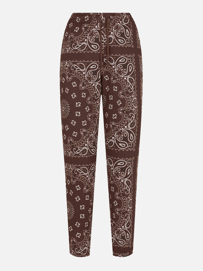 Feece Cotton Pants Odalys With Brown Bandana Print