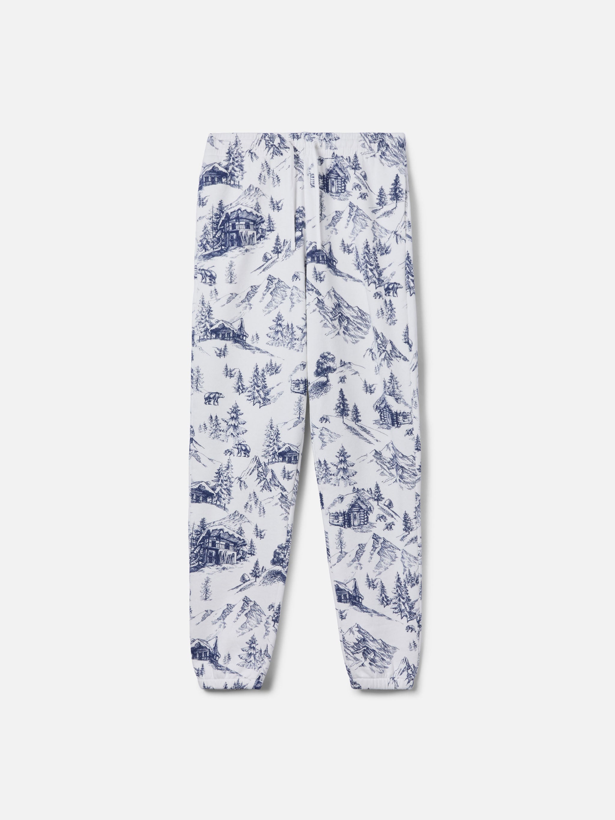 Cotton Fleece Pants Odalys With Toile De Jouy Print White