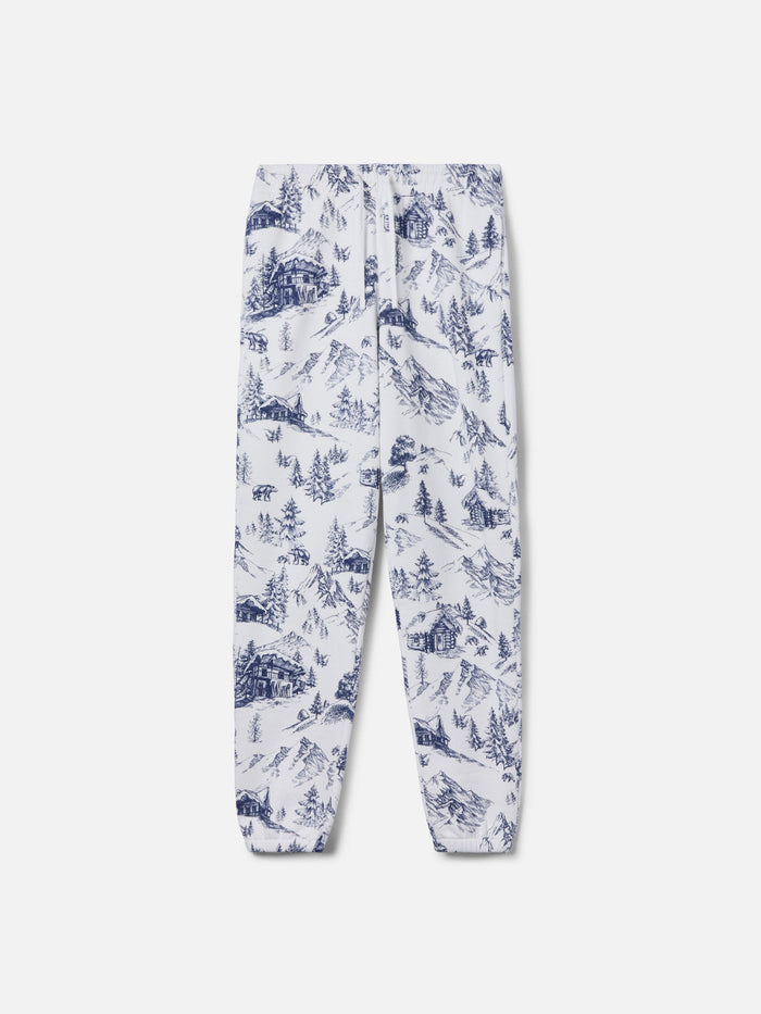 Cotton Fleece Pants Odalys With Toile De Jouy Print White