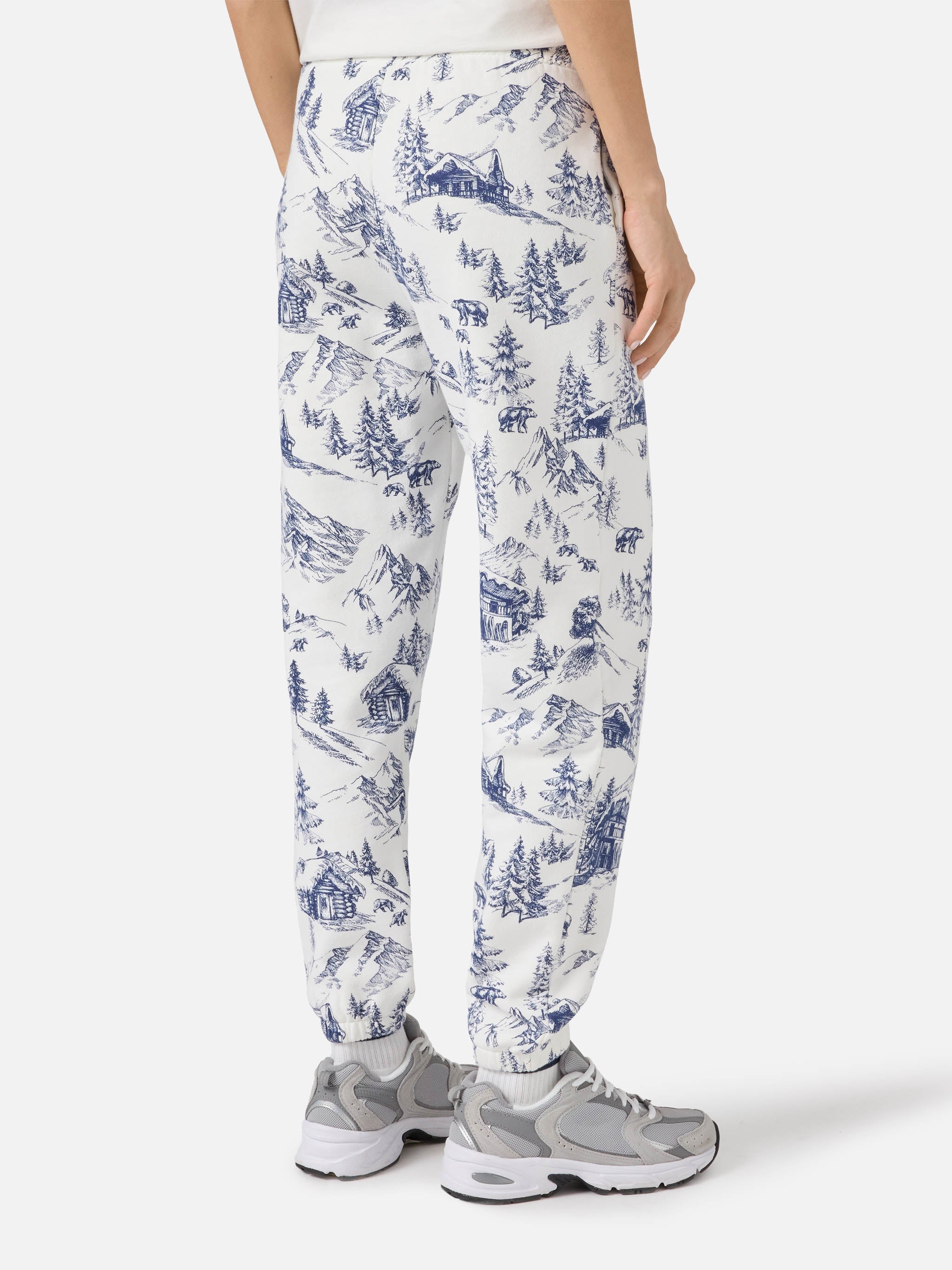 Cotton Fleece Pants Odalys With Toile De Jouy Print White