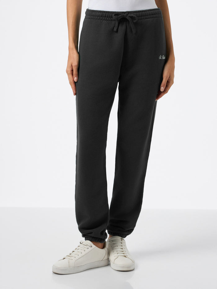 Black Cotton Fleece Jogger Pants Odalys
