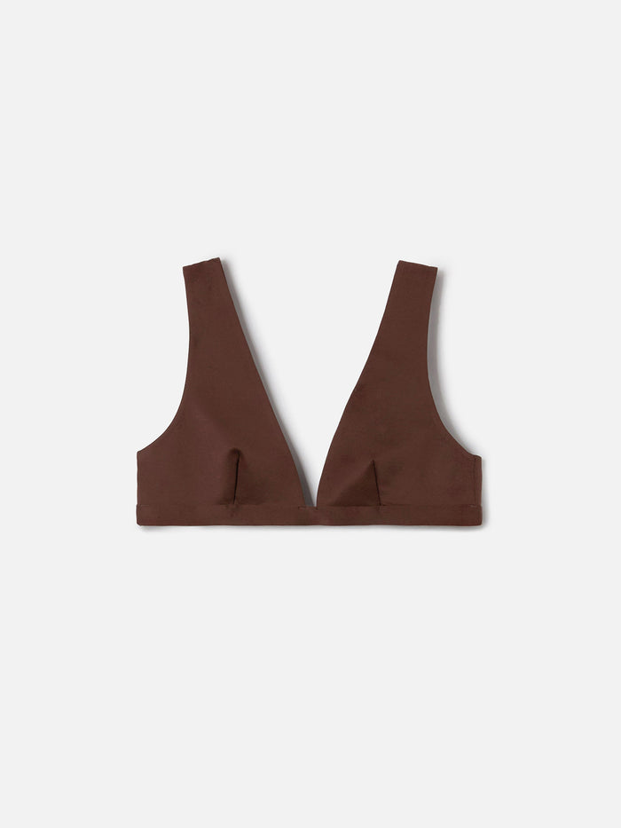 Ofelia Wide-Strap Triangle Bikini Top Brown