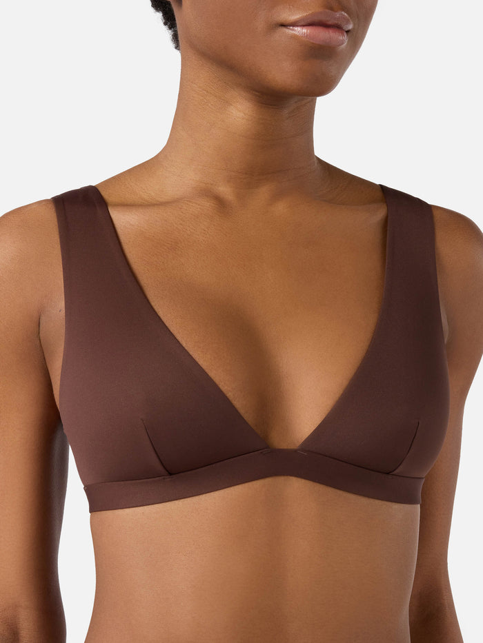 Ofelia Wide-Strap Triangle Bikini Top Brown