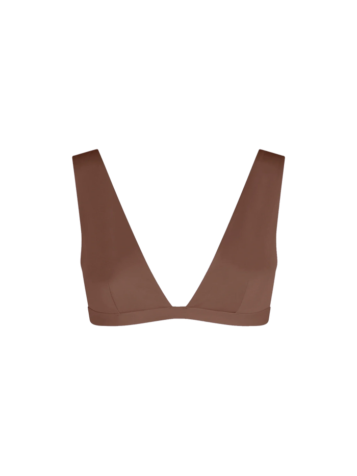 Ofelia Heat-Sealed Scoop Bikini Top Brown