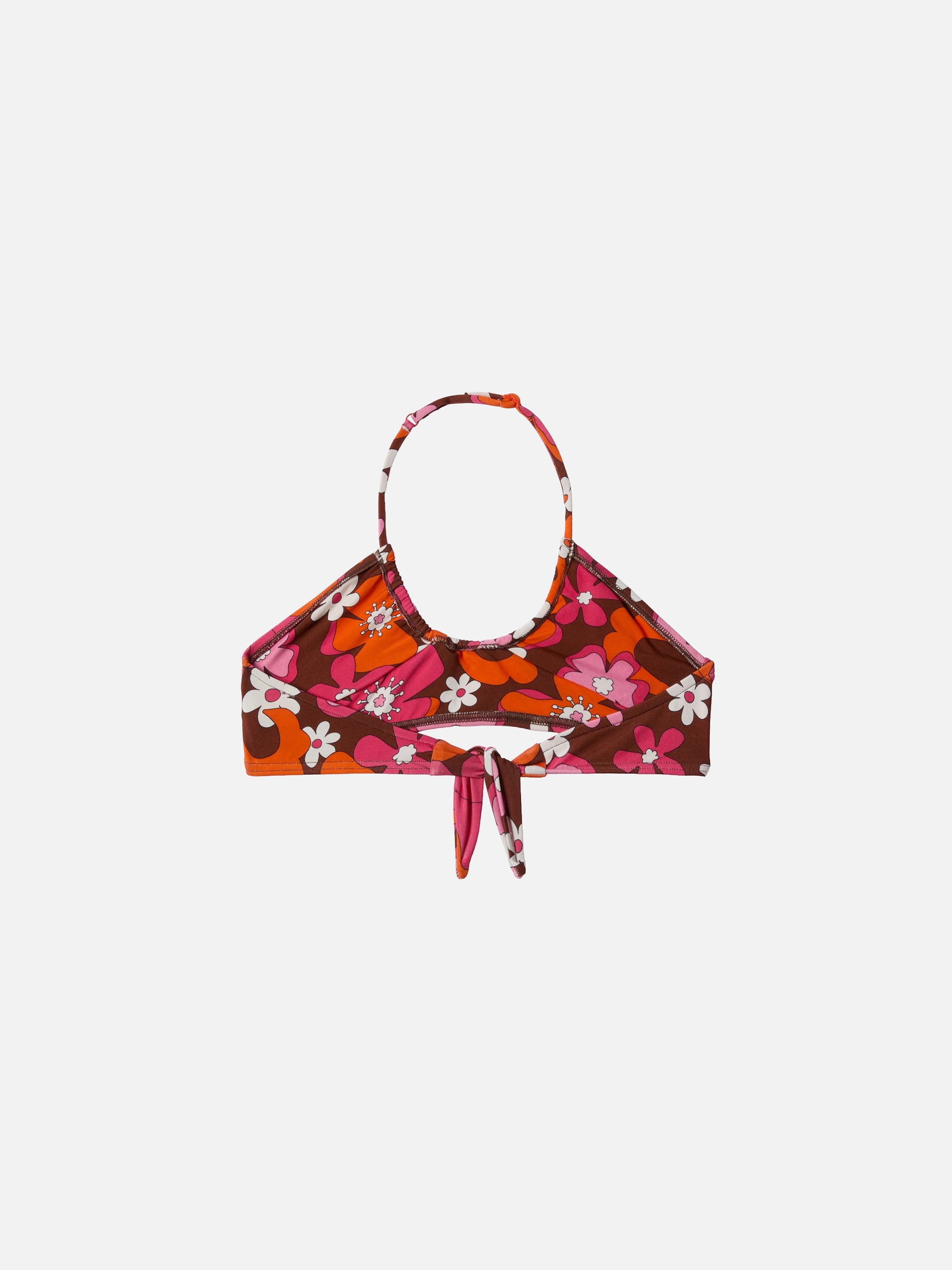 Page Jr Crop Top With Retro Flower Print Brown Top_apparel
