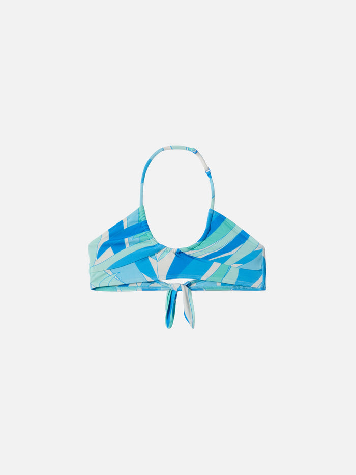 Page Jr Crop Top With Colors Palm Print Blue Top_apparel