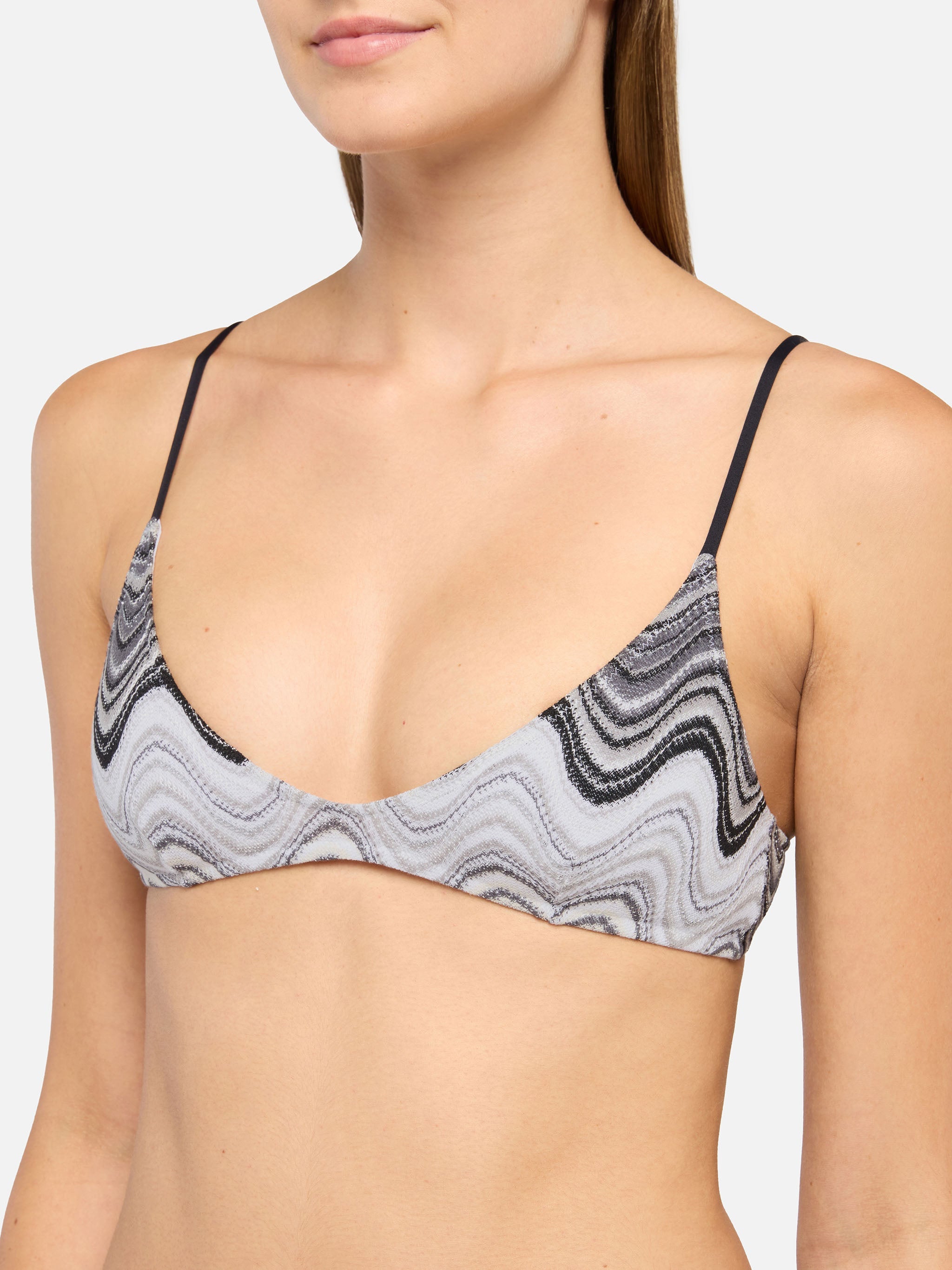 Paloma Raschel Knit Scoop Bralette With Wave Pattern Black Top
