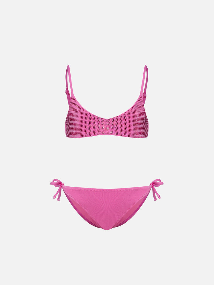 Paloma Jr Pink Bralette Bikini With Rhinestones __single__