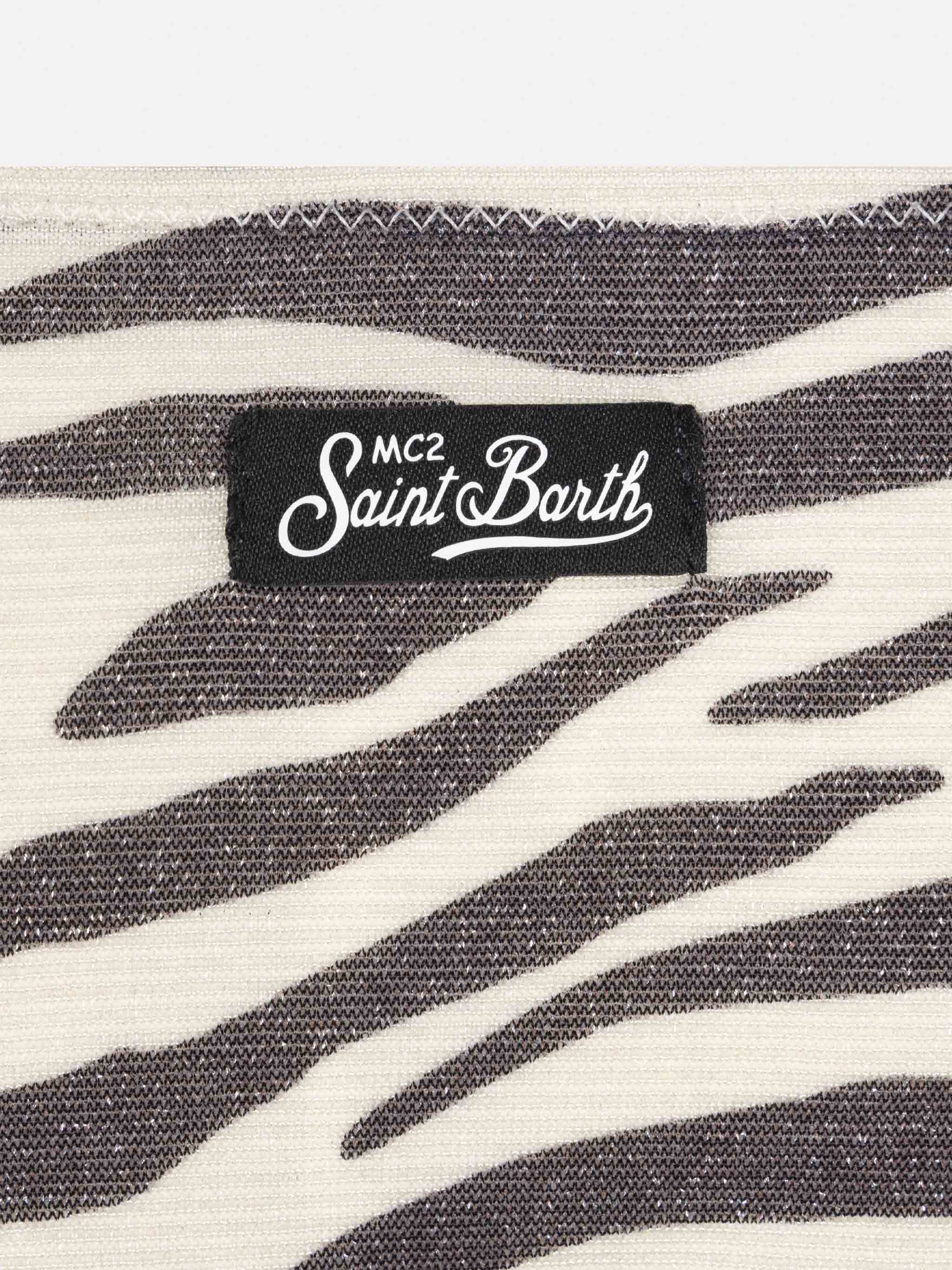 Paloma Jr Lurex Bralette Bikini With Zebra Print White