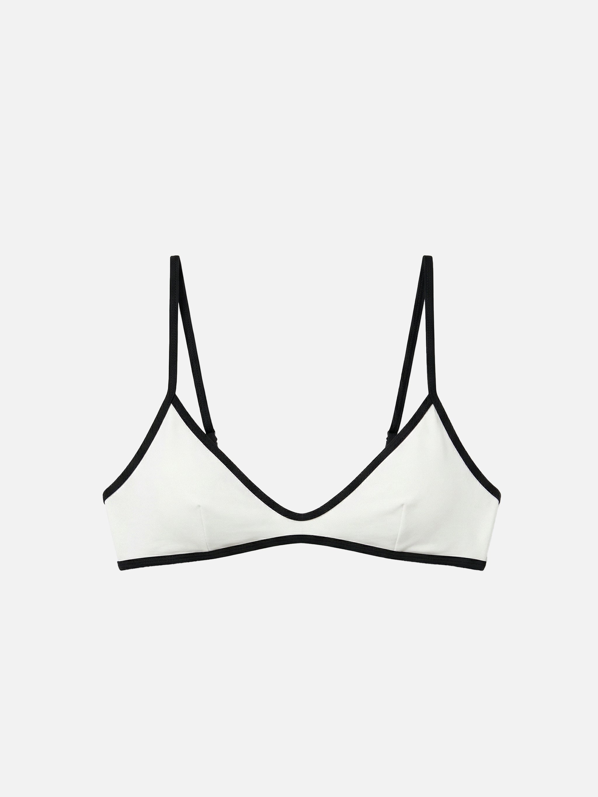Paloma String Bralette Bikini Top Cream With Contrast Trims White