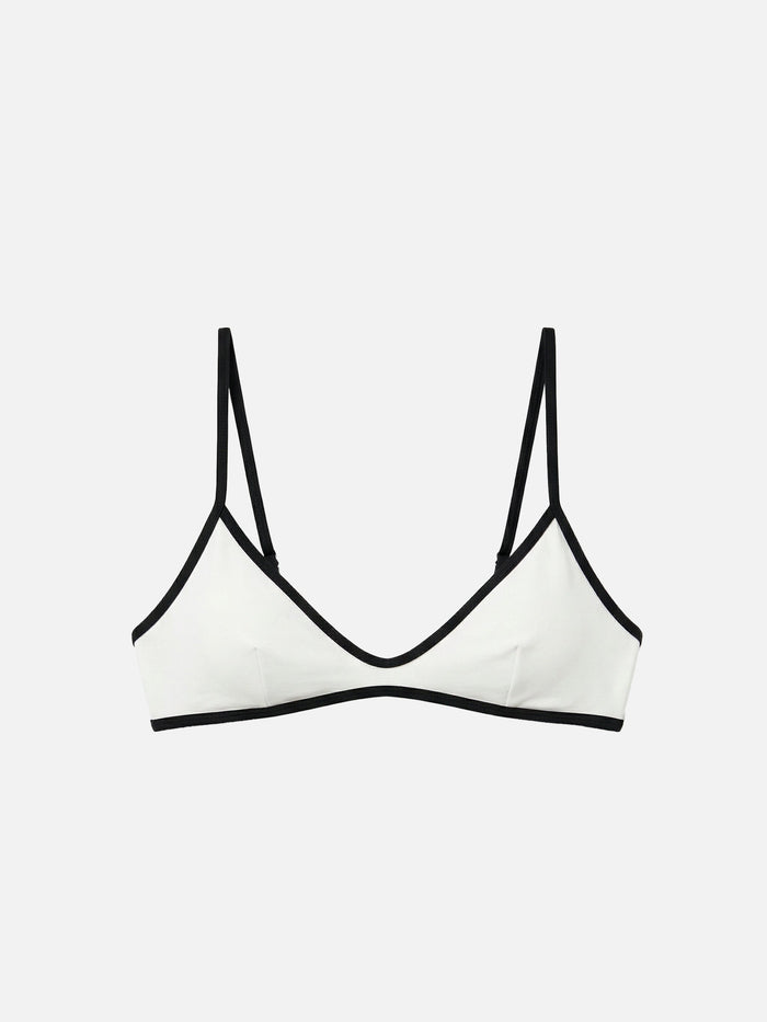 Paloma String Bralette Bikini Top Cream With Contrast Trims White
