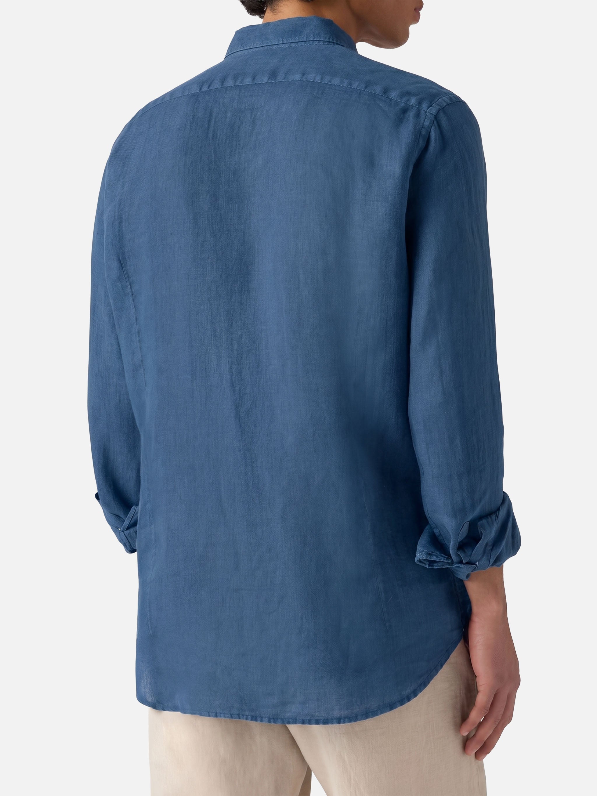 Pamplona Shirt Dark Denim Pure Linen Blue