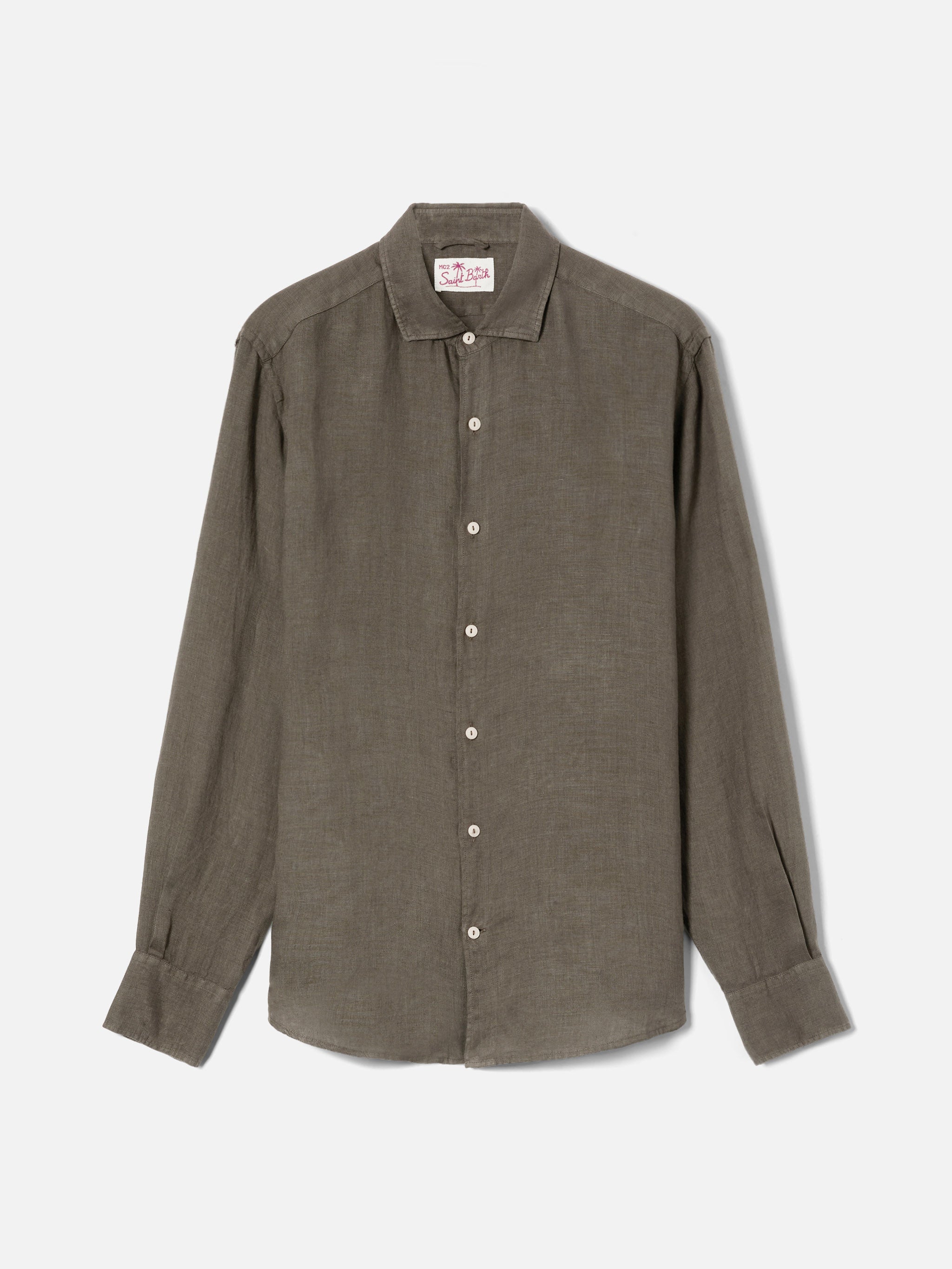 Military Green Pamplona Shirt Pure Linen
