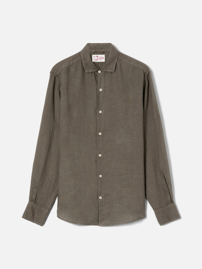 Military Green Pamplona Shirt Pure Linen