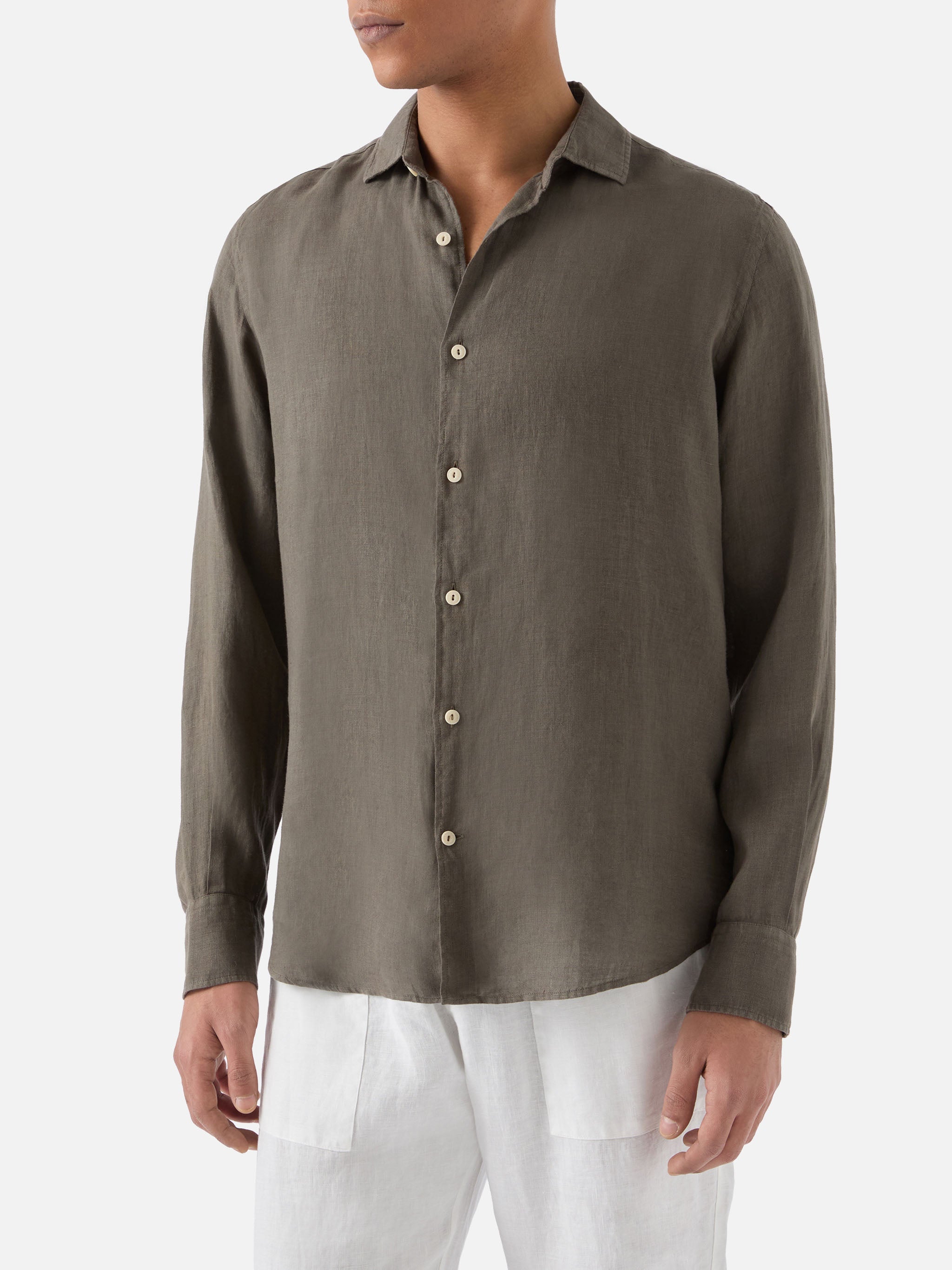 Military Green Pamplona Shirt Pure Linen