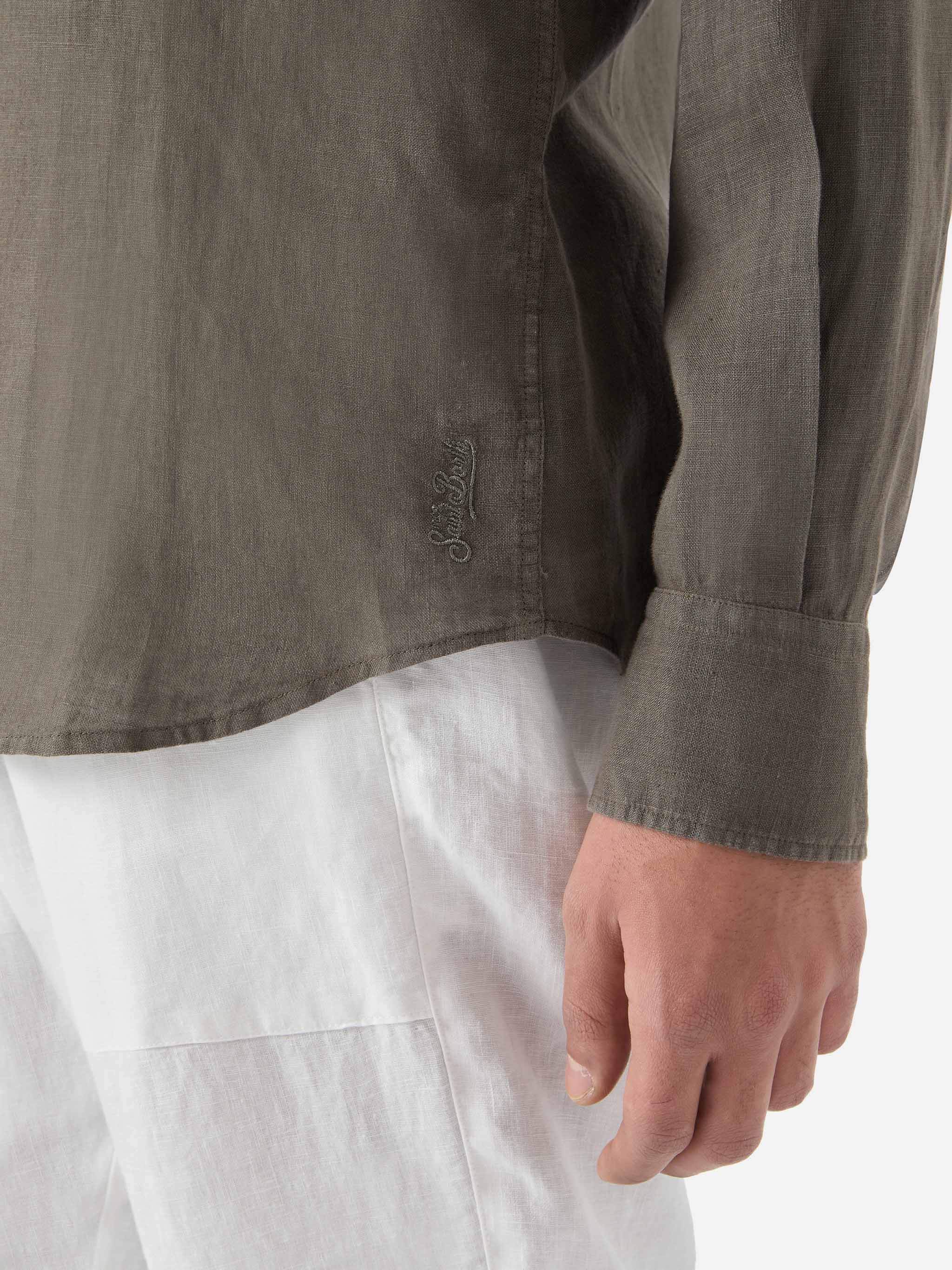Military Green Pamplona Shirt Pure Linen