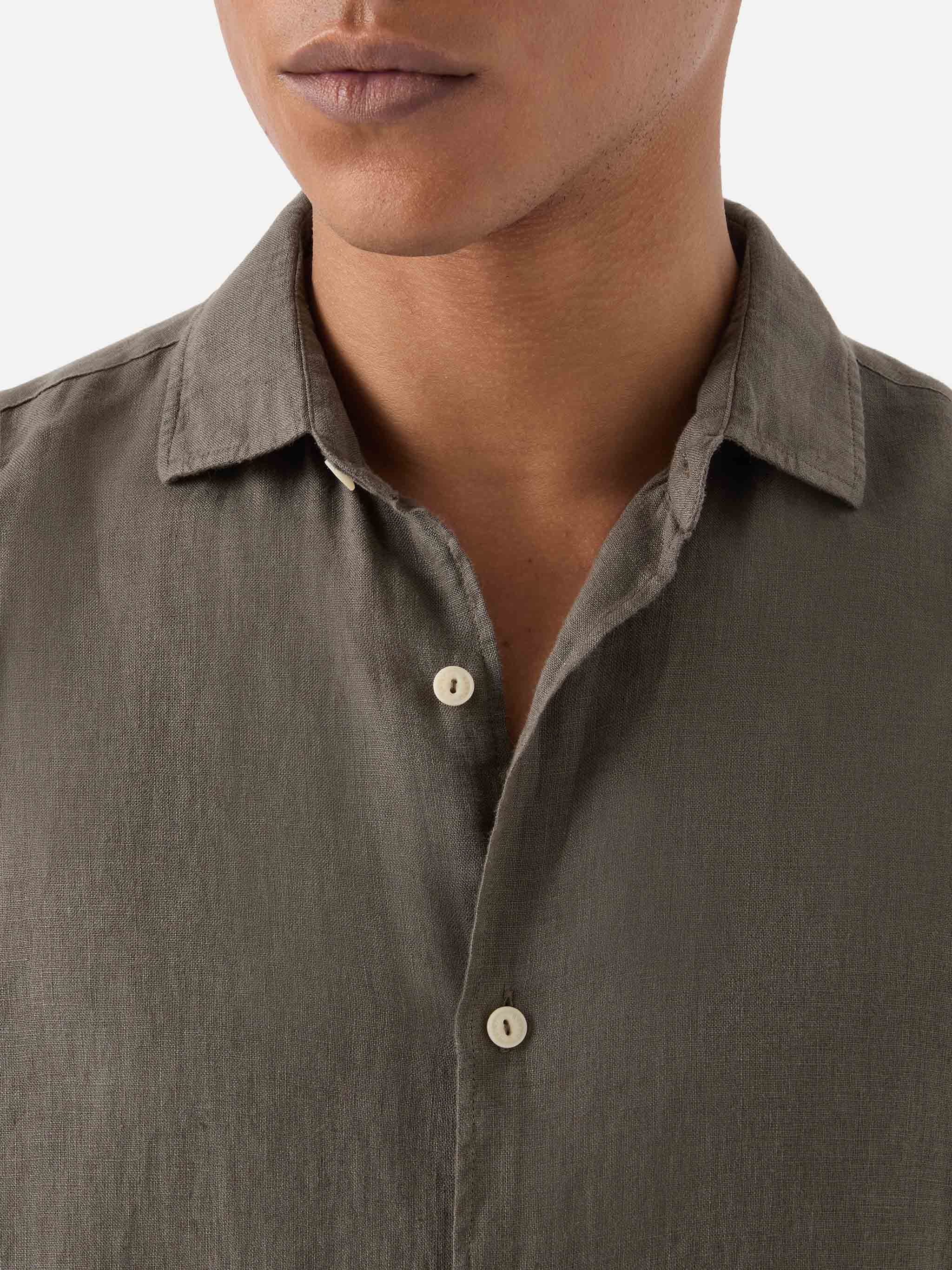 Military Green Pamplona Shirt Pure Linen