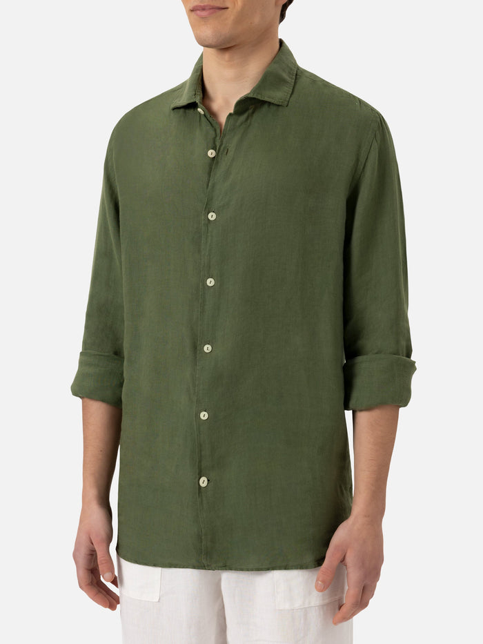Military Green Linen Shirt Pamplona