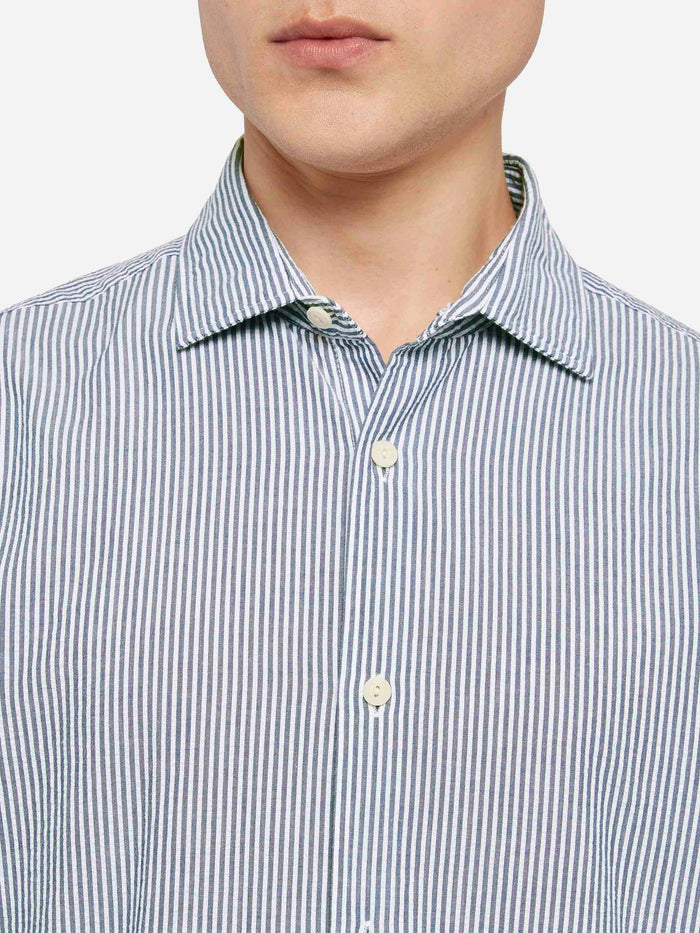Light Blue Striped Seersucker Shirt Pamplona