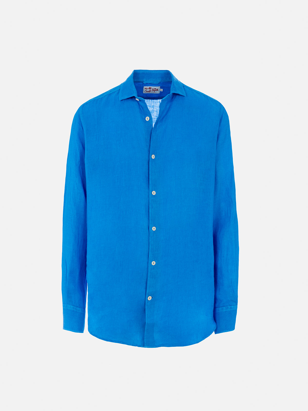 Man Watercolor Bluette Linen Shirt Pamplona Sky