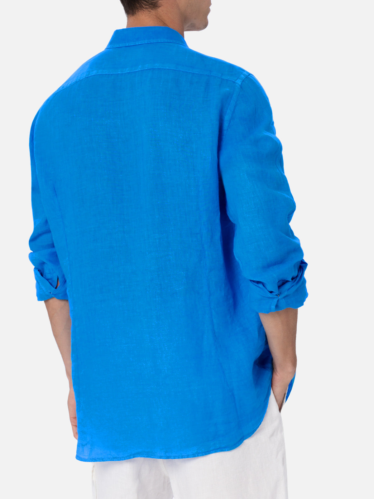 Man Watercolor Bluette Linen Shirt Pamplona Sky