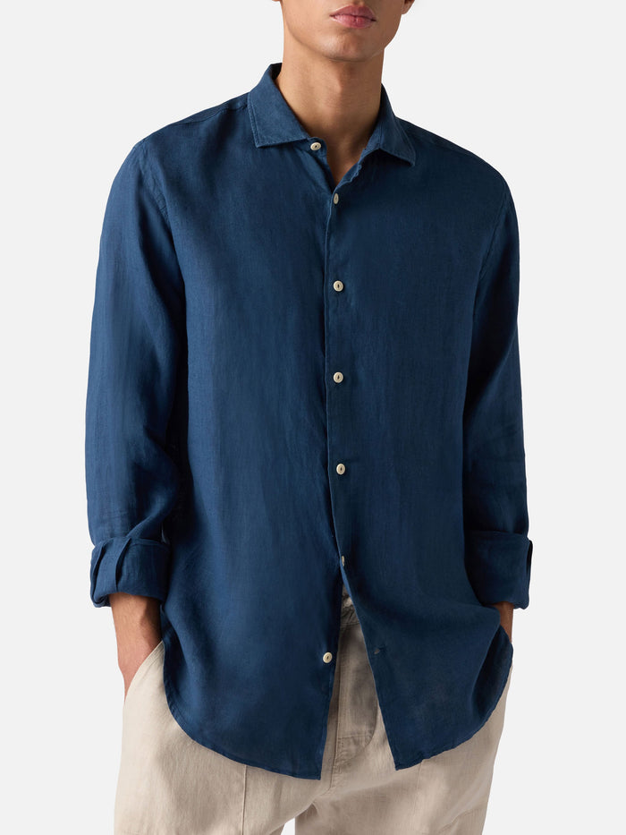 Navy Blue Linen Shirt Pamplona