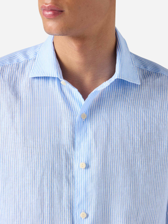 Light Blue Striped Pamplona Shirt Linen