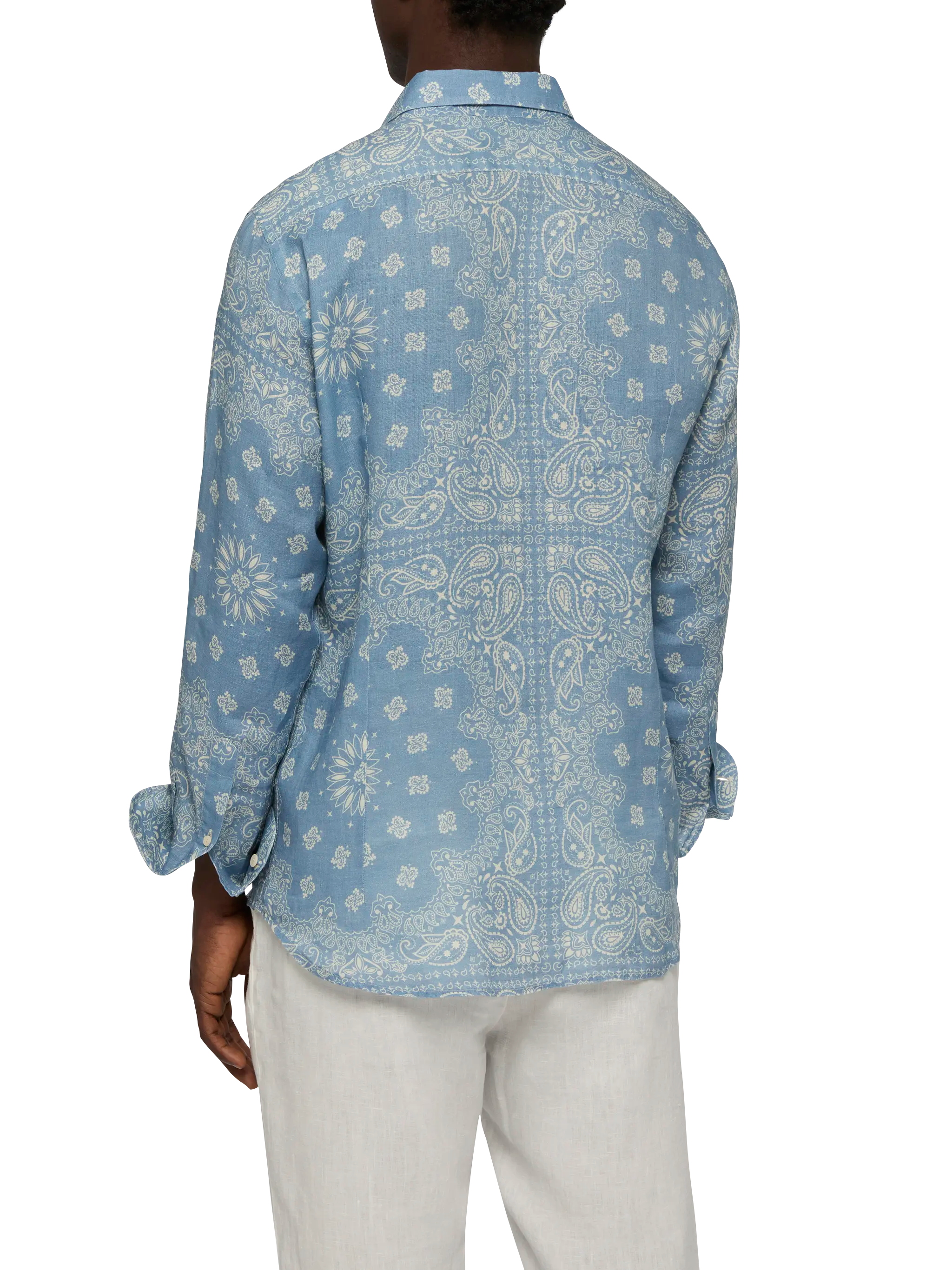 Linen Shirt Pamplona With Bandana Print Blue