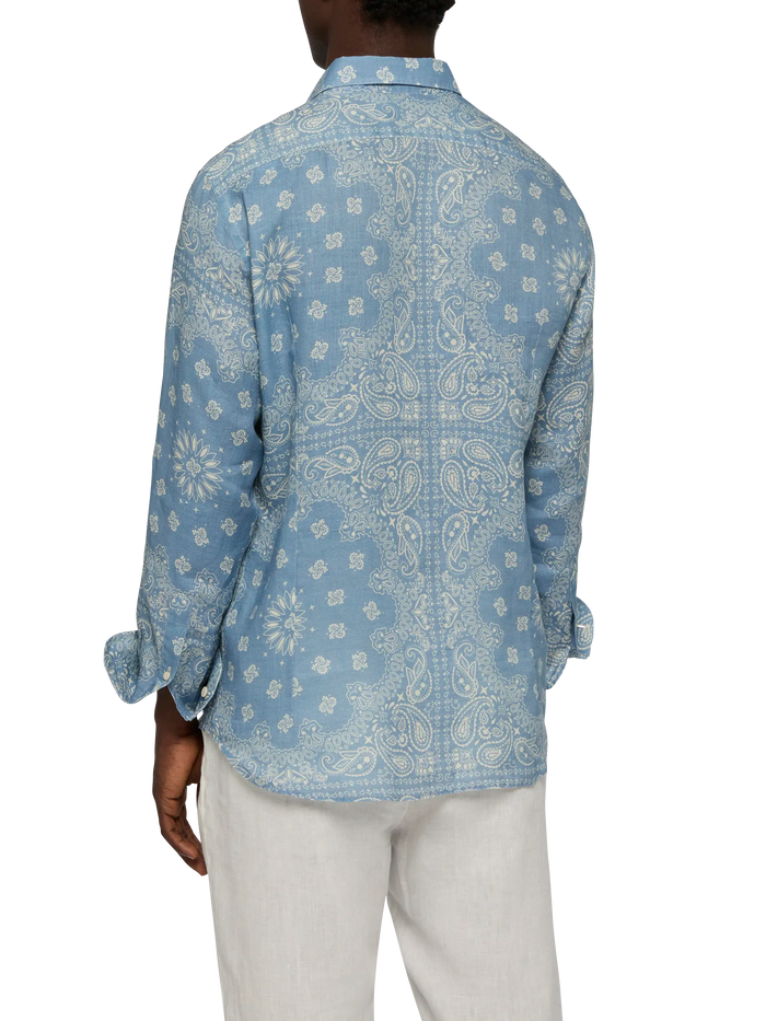 Linen Shirt Pamplona With Bandana Print Blue
