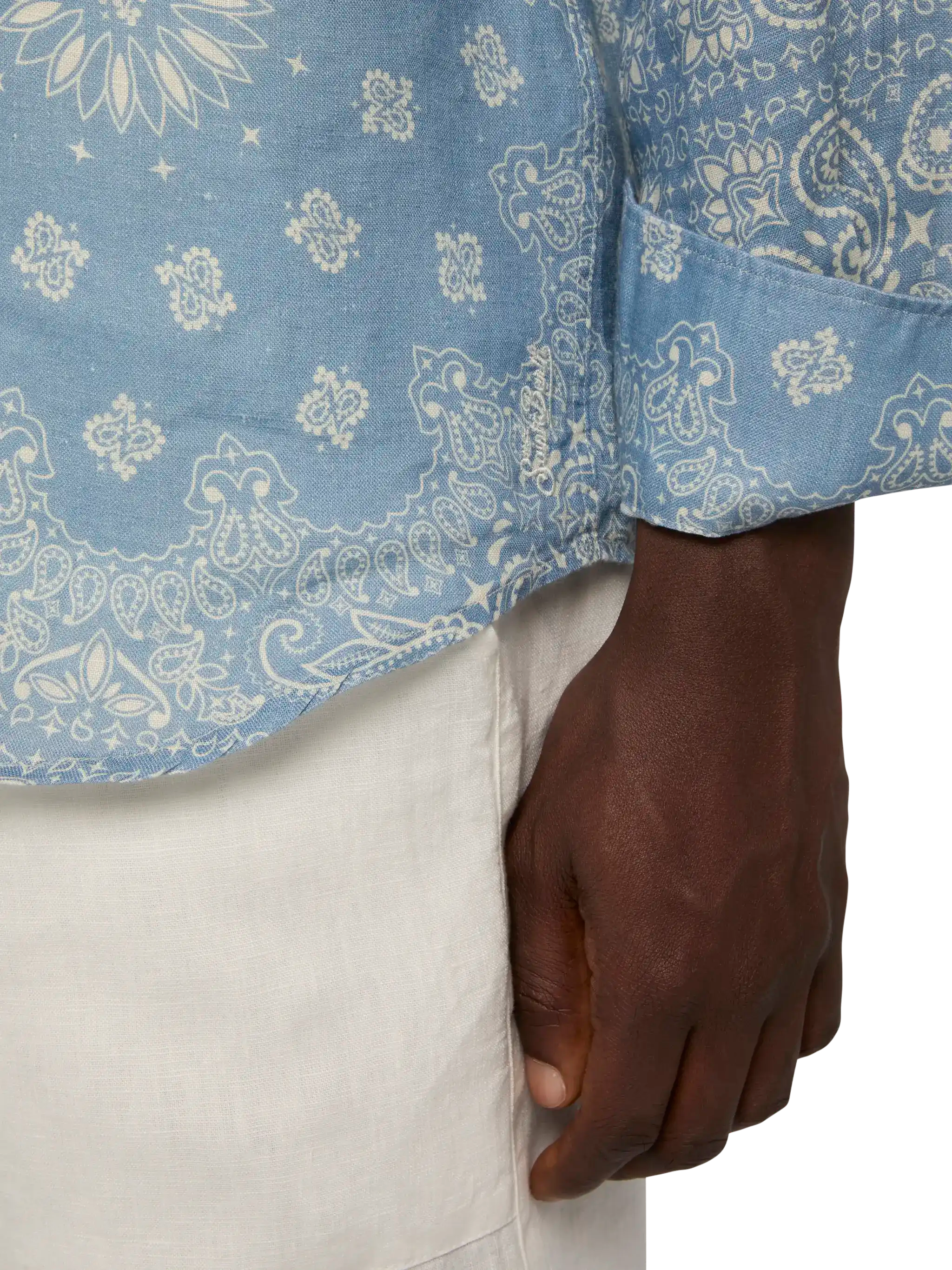 Linen Shirt Pamplona With Bandana Print Blue