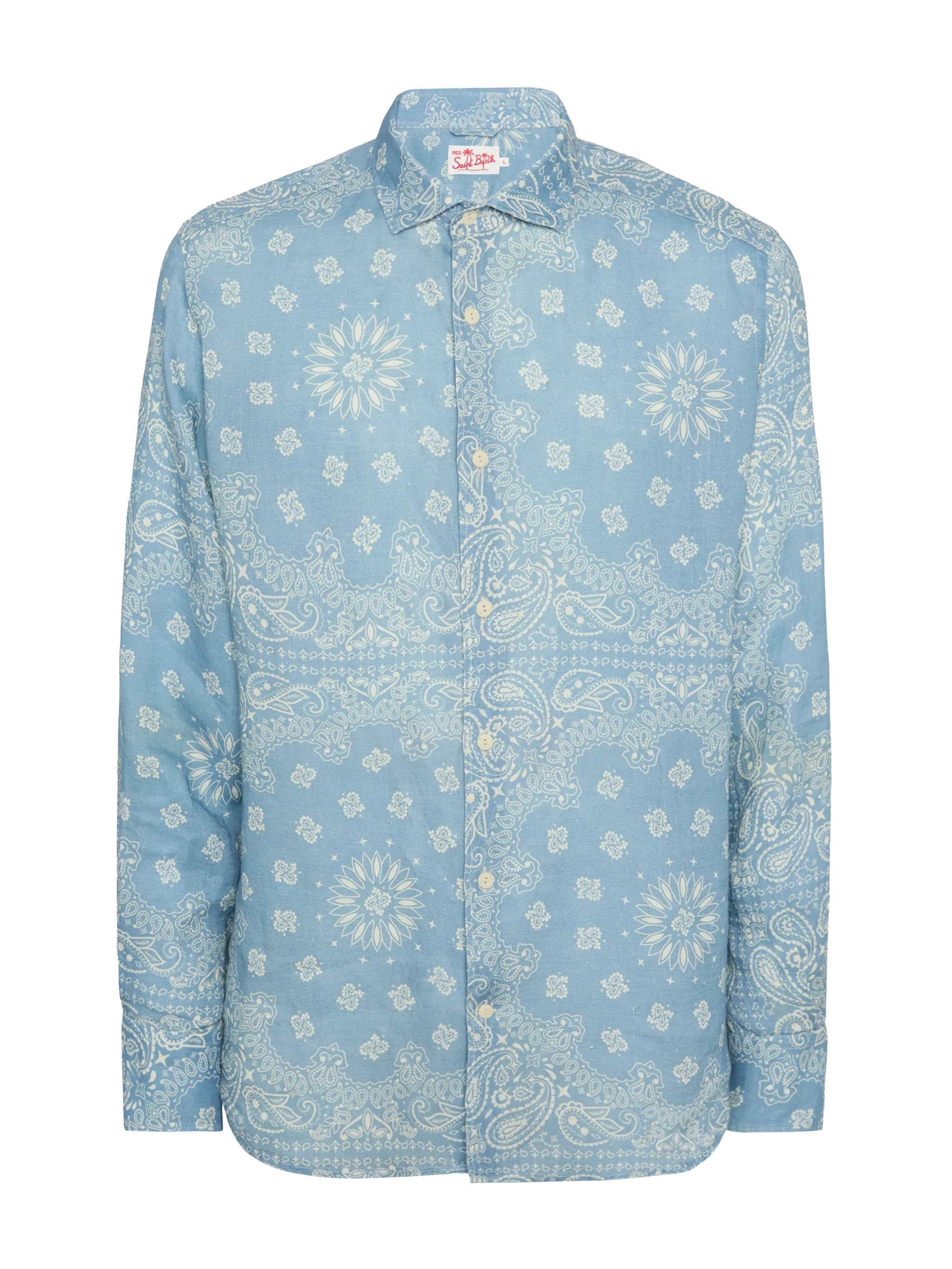 Linen Shirt Pamplona With Bandana Print Blue